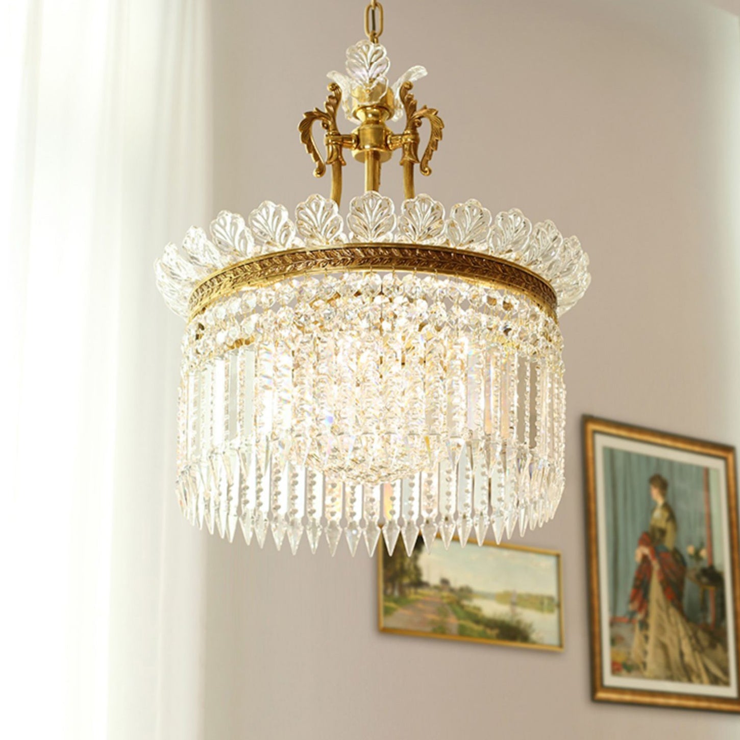 Kristy Chandelier Brass & Crystal