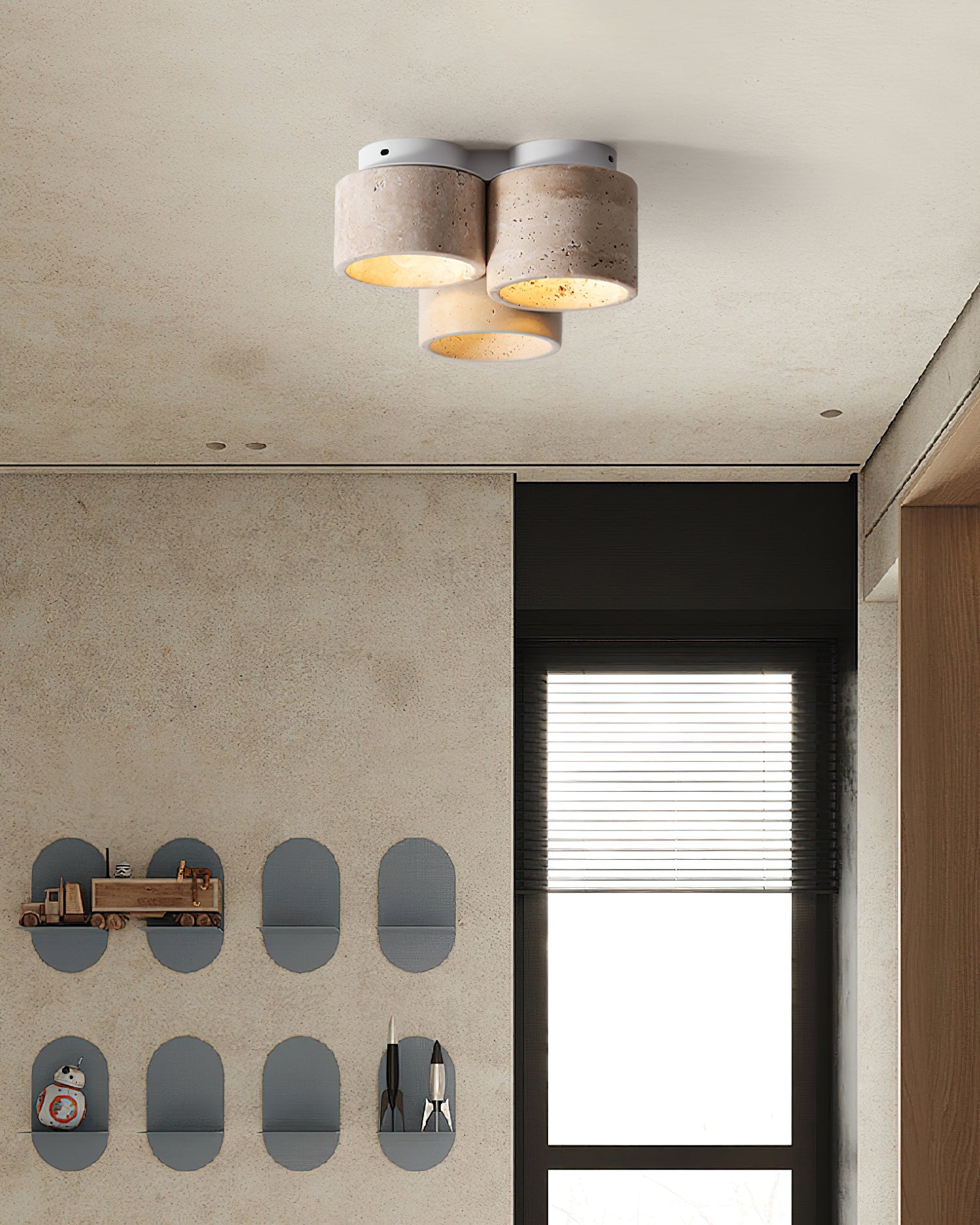Ritta Ceiling Light 3 head Travertine - Letslighting