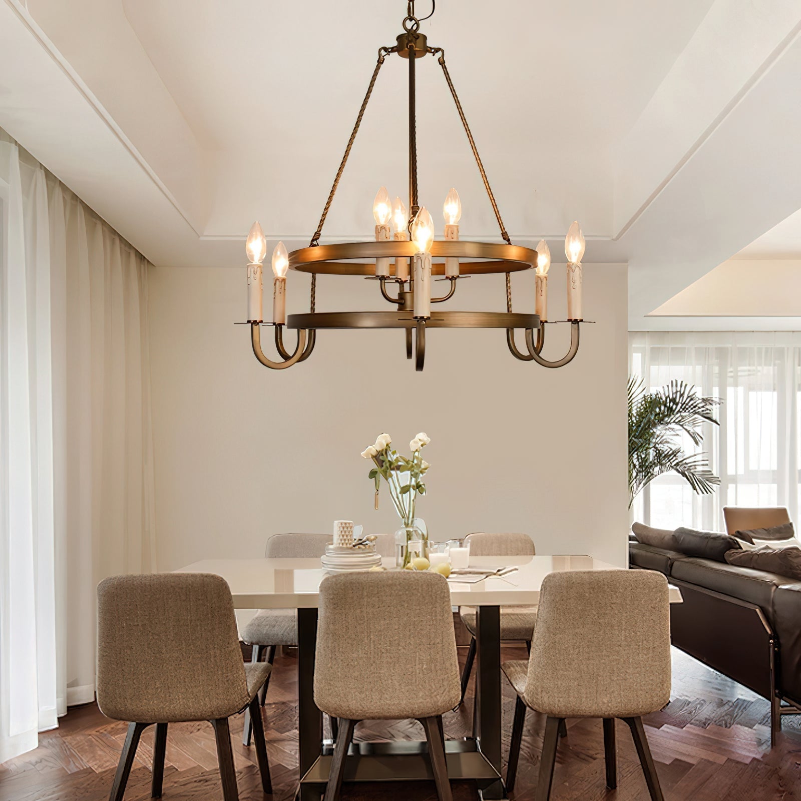 Woven Classic Wagon Wheel Plastic Chandelier - Letslighting