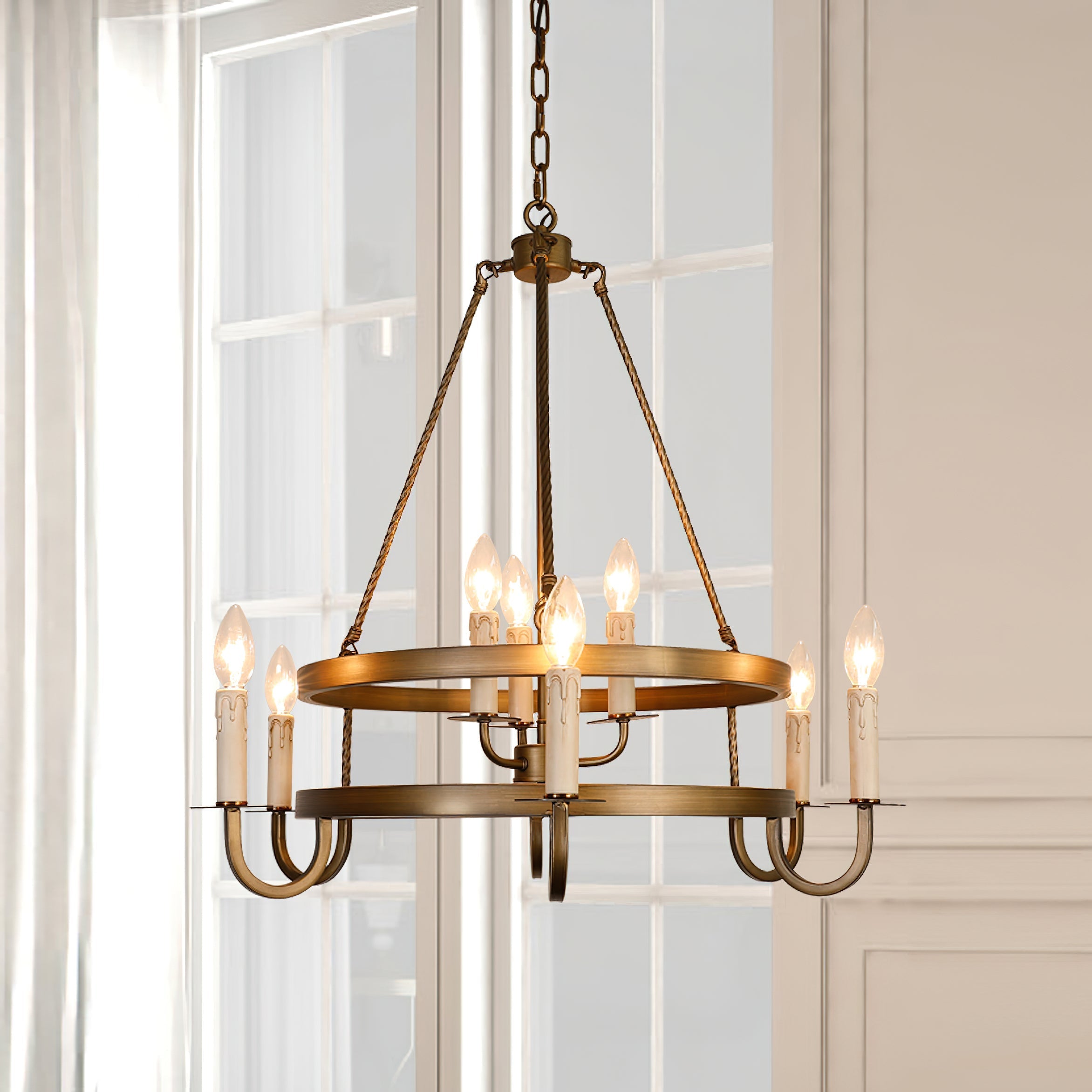 Woven Classic Wagon Wheel Plastic Chandelier - Letslighting