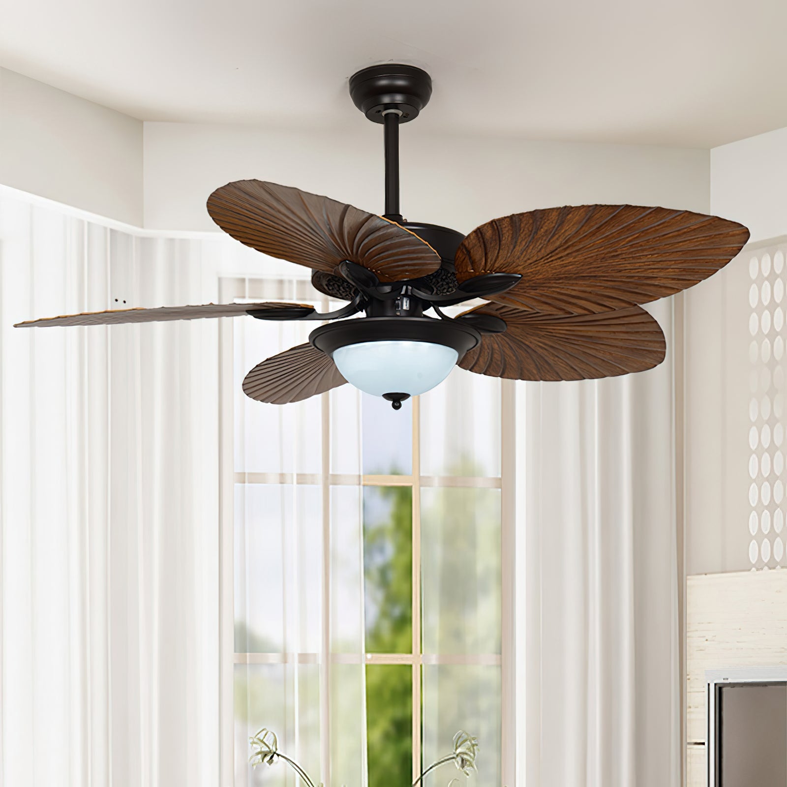 Yearn Natural Classic Walnut Acrylic Ceiling Fan Light - Letslighting