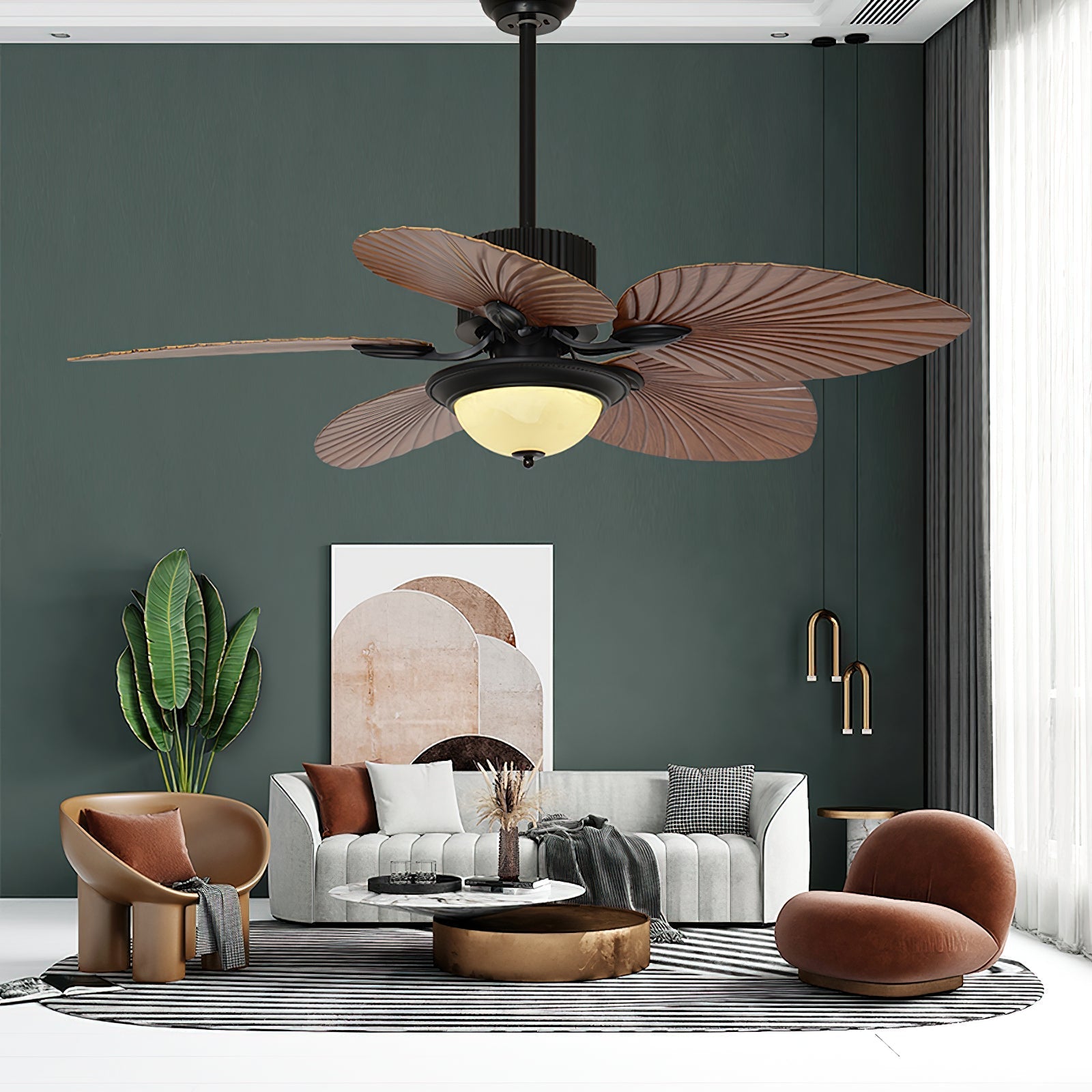 Yearn Natural Classic Walnut Acrylic Ceiling Fan Light - Letslighting