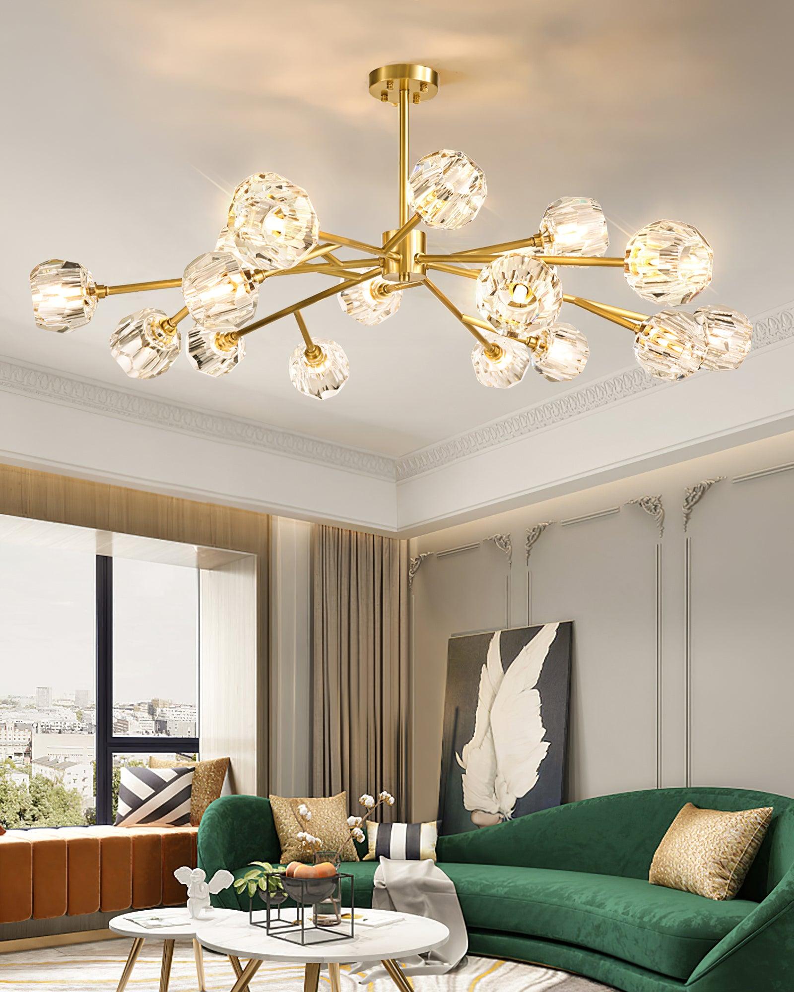 Kristy Chandelier Crystal Ball Brass Elegance - Letslighting