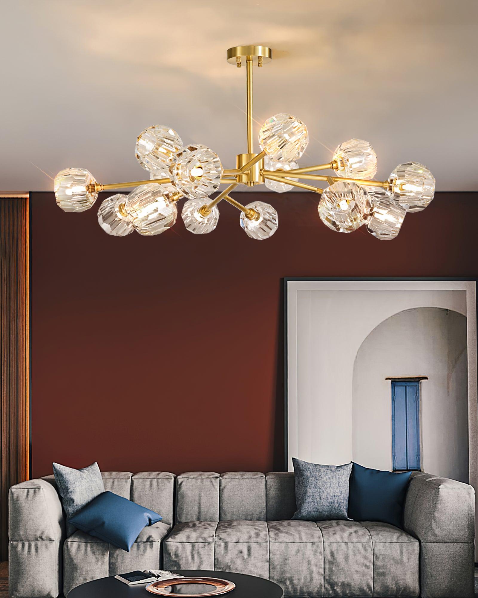 Kristy Chandelier Crystal Ball Brass Elegance - Letslighting