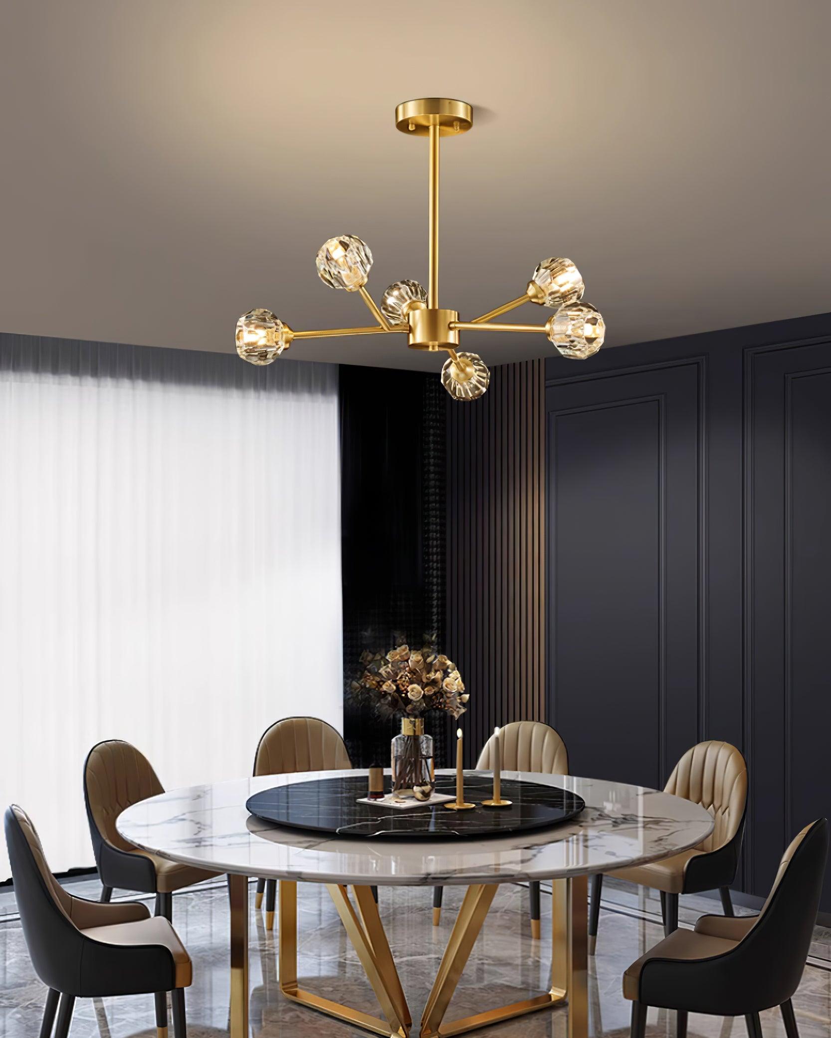 Kristy Chandelier Crystal Ball Brass Elegance - Letslighting