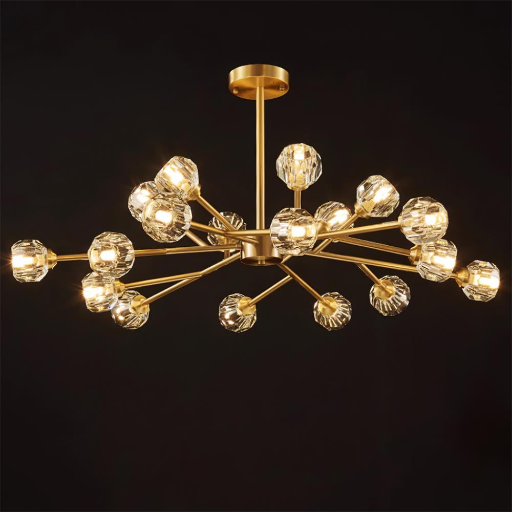 Kristy Chandelier Crystal Ball Brass Elegance - Letslighting