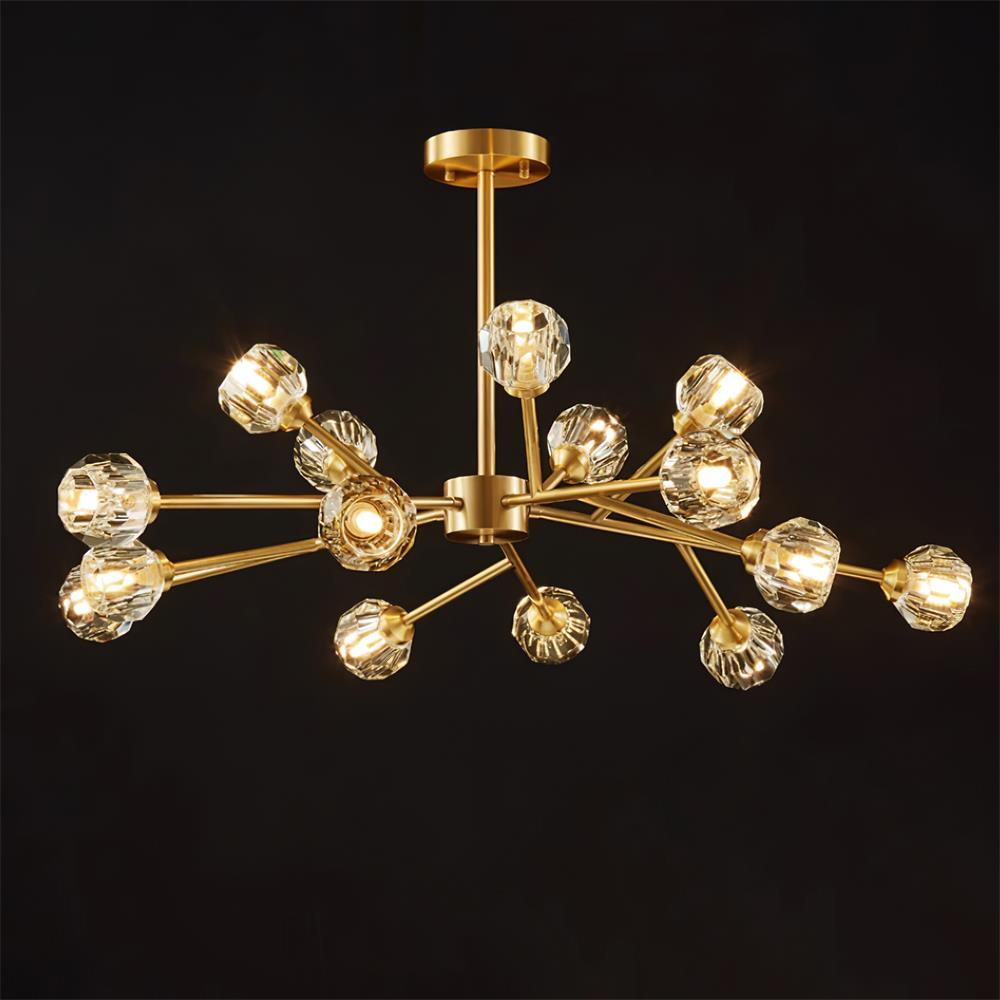 Kristy Chandelier Crystal Ball Brass Elegance - Letslighting