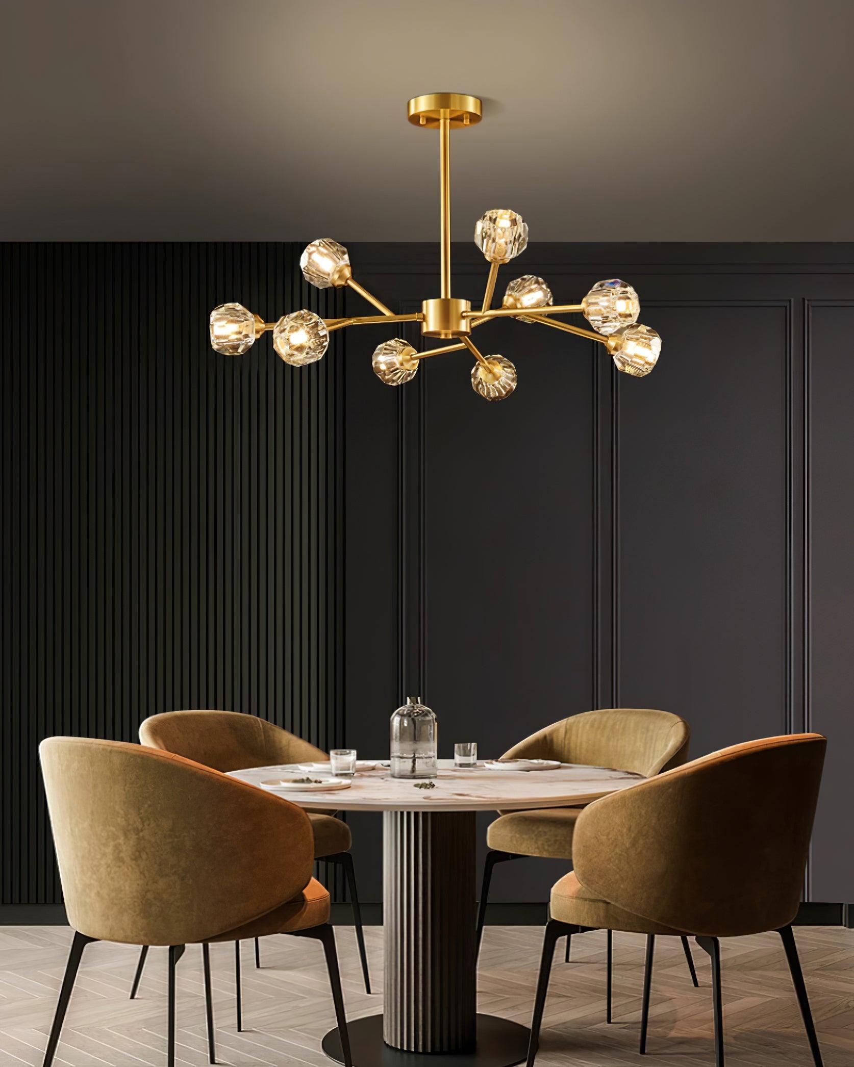 Kristy Chandelier Crystal Ball Brass Elegance - Letslighting