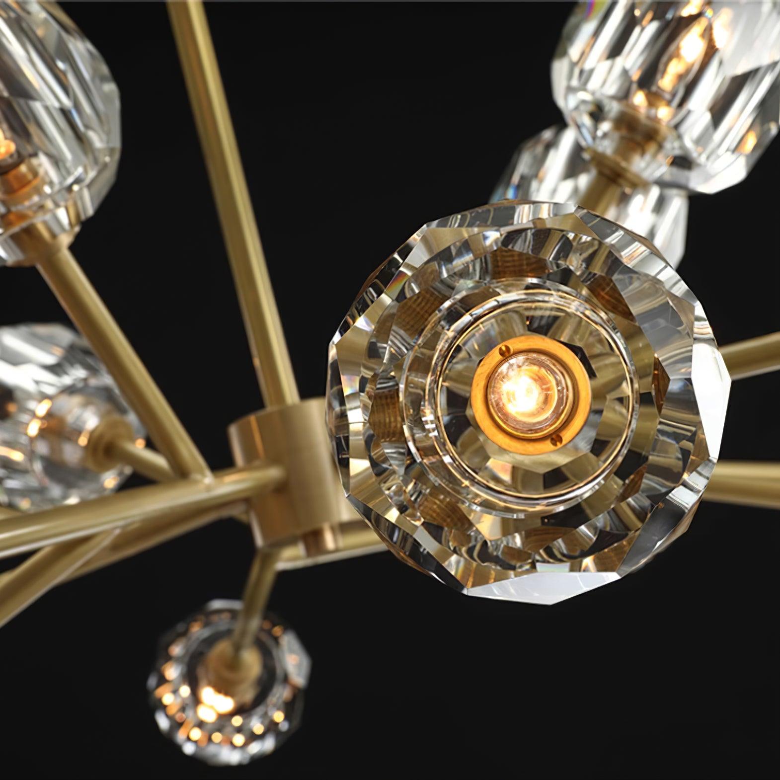 Crystal Ball Chandelier Brass Black Faceted - Letslighting