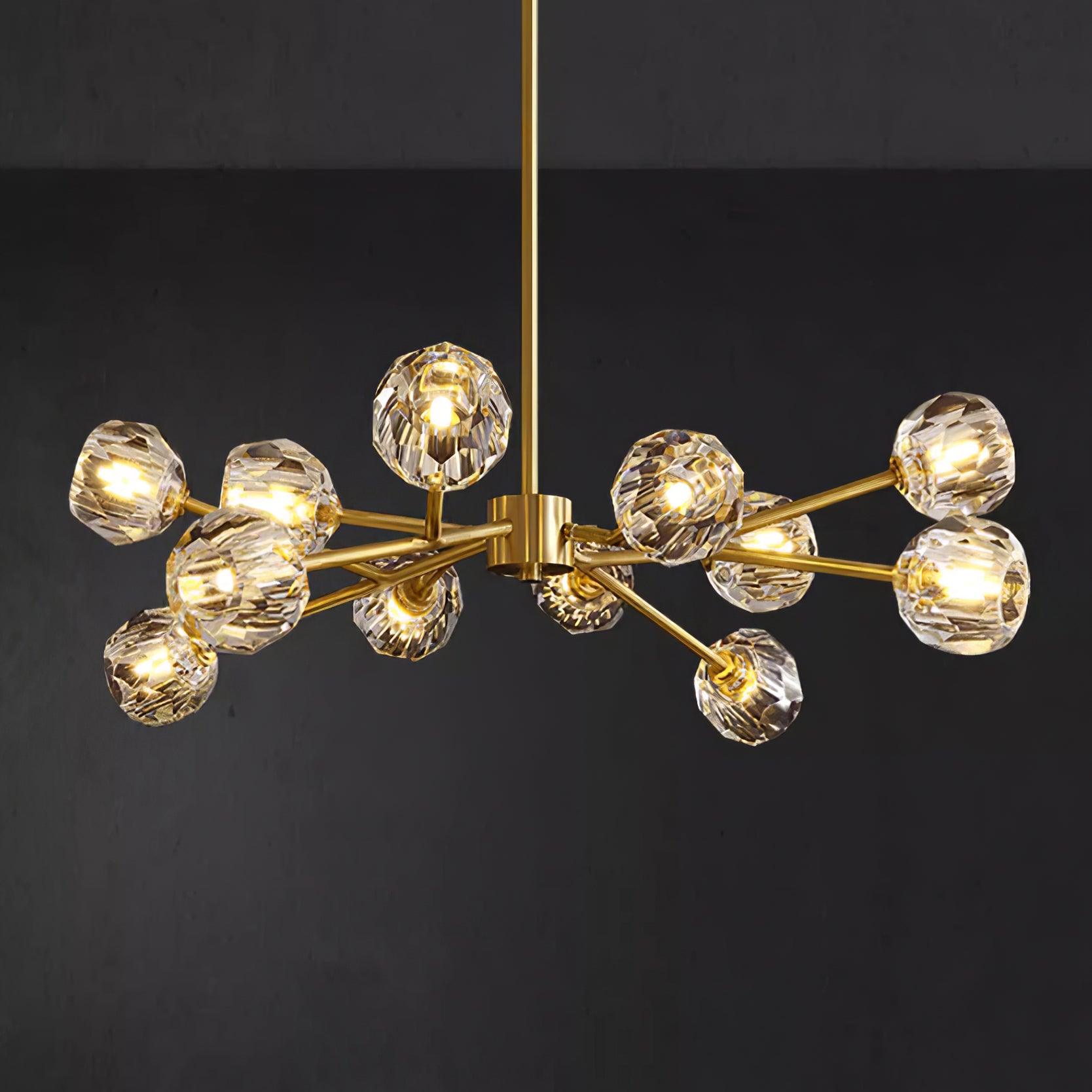 Crystal Ball Chandelier Brass Black Faceted - Letslighting