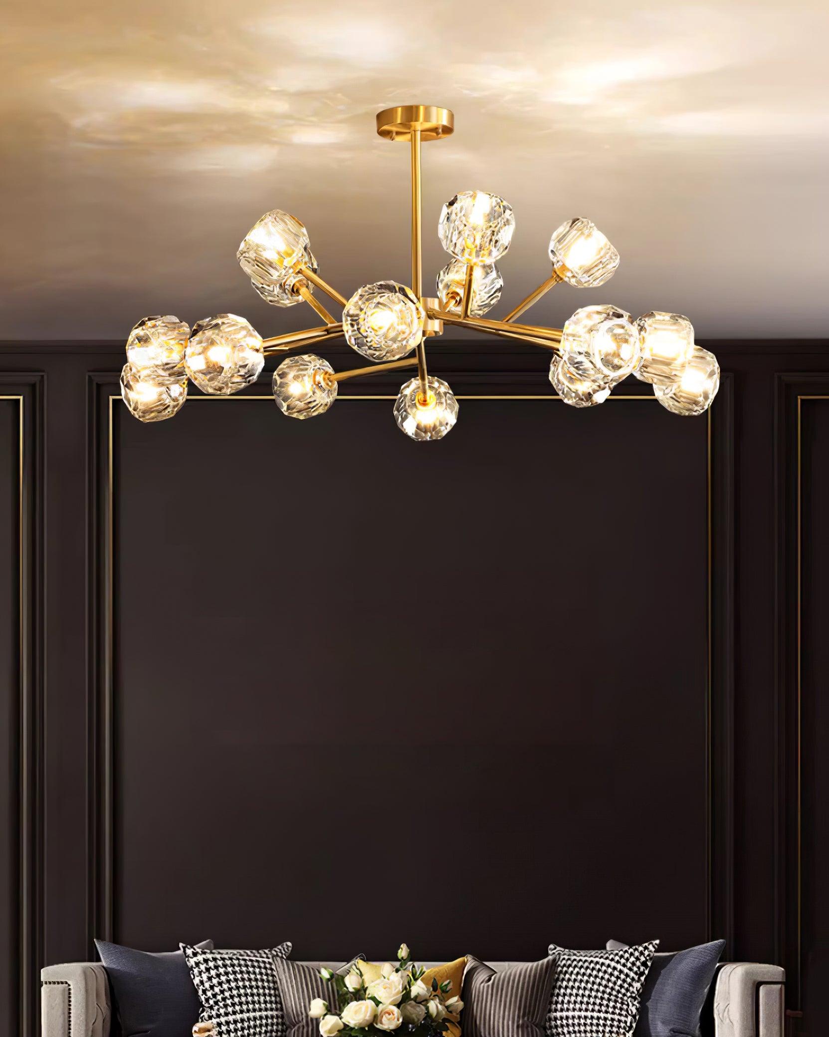 Kristy Chandelier Crystal Ball Brass Elegance - Letslighting