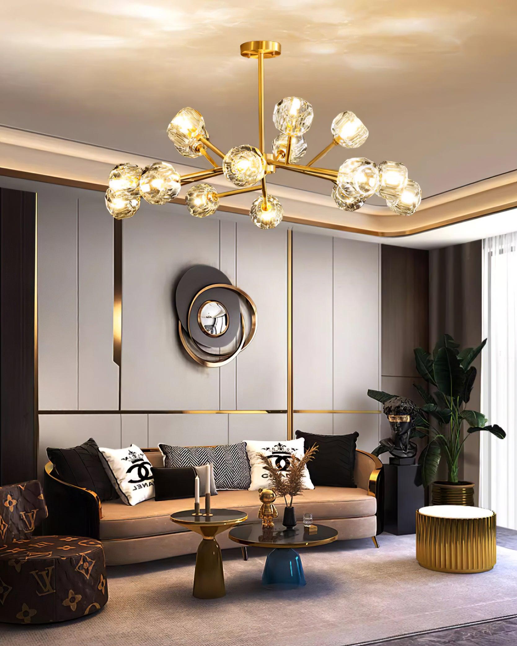 Kristy Chandelier Crystal Ball Brass Elegance - Letslighting