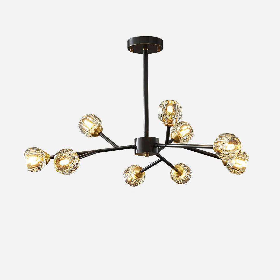 Crystal Ball Chandelier Brass Black Faceted - Letslighting