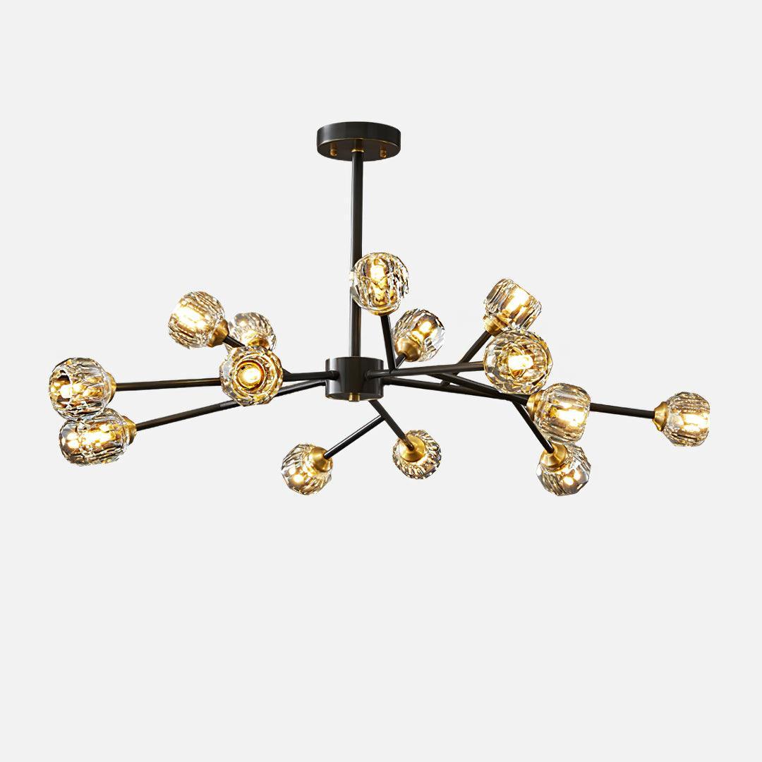 Crystal Ball Chandelier Brass Black Faceted - Letslighting