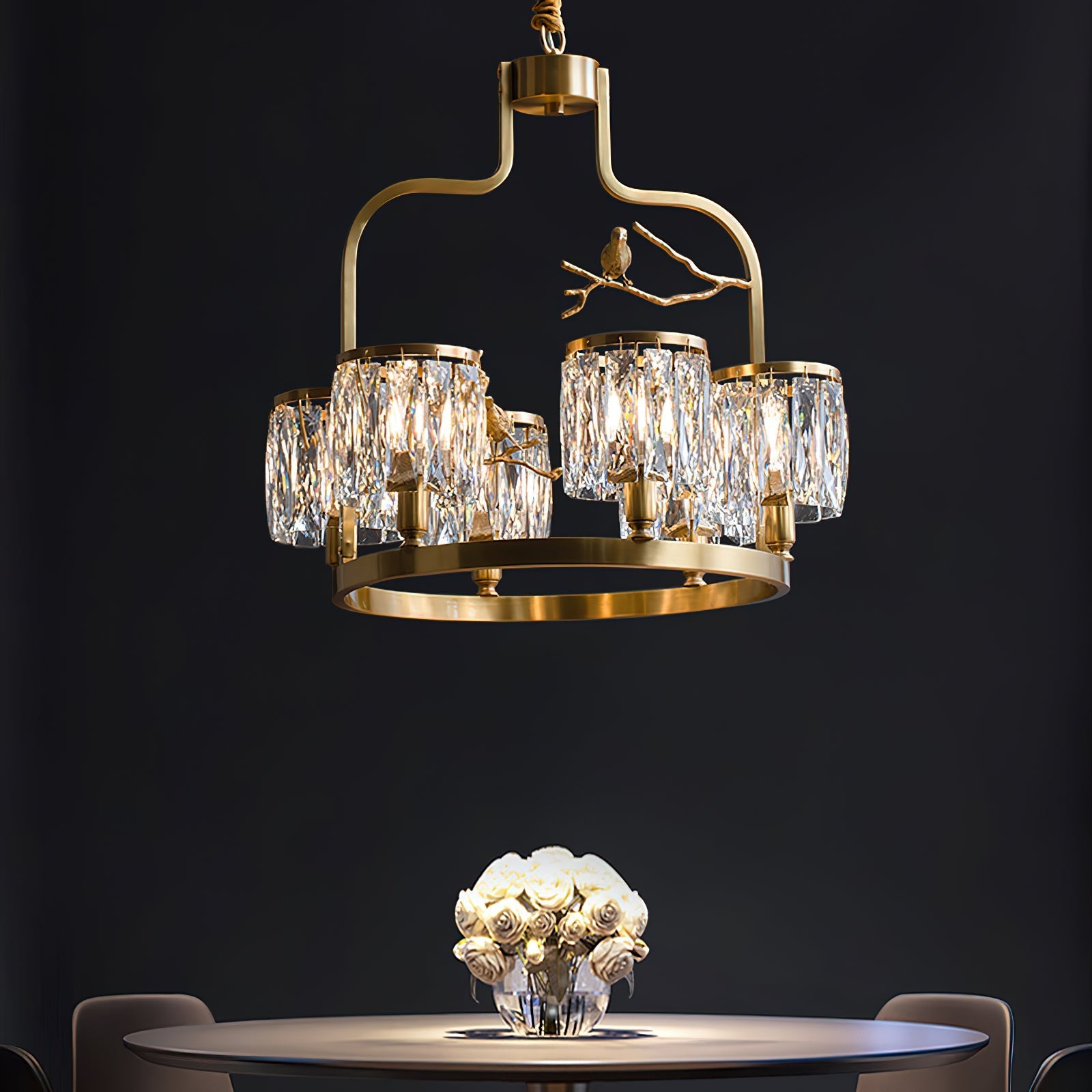 Zephyr Individual Creativity Bird Brass Crystal Chandelier - Letslighting