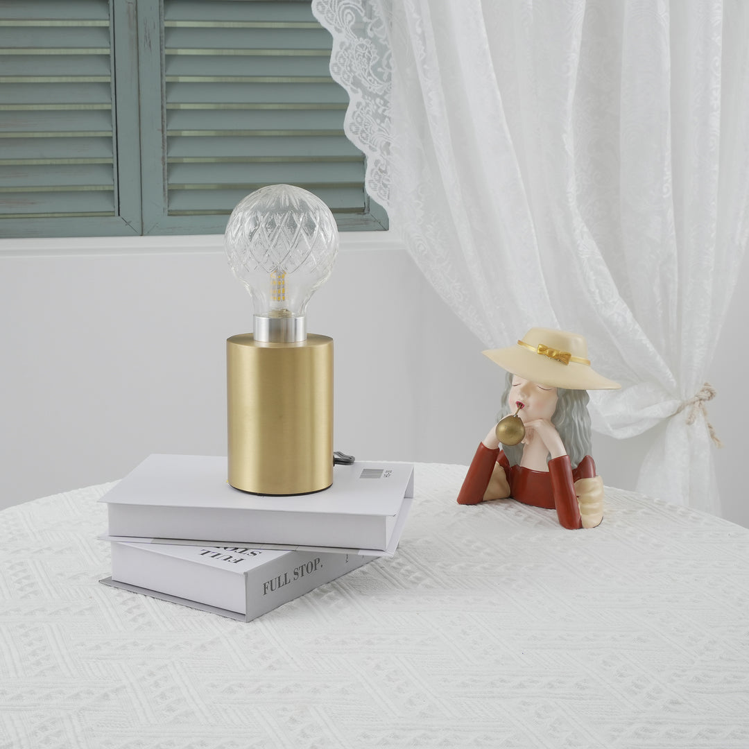 Lyrician Brass Glass Industrial Table Lamp - Letslighting
