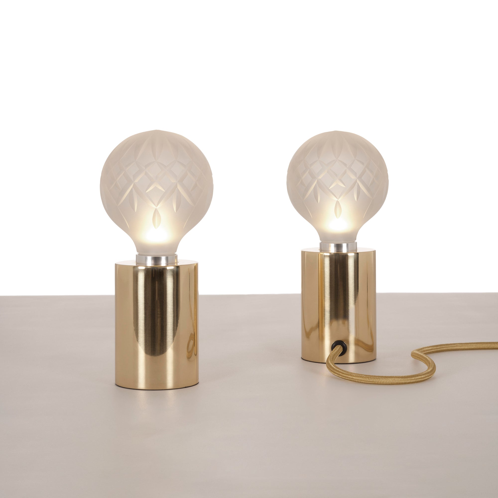 Lyrician Brass Glass Industrial Table Lamp - Letslighting