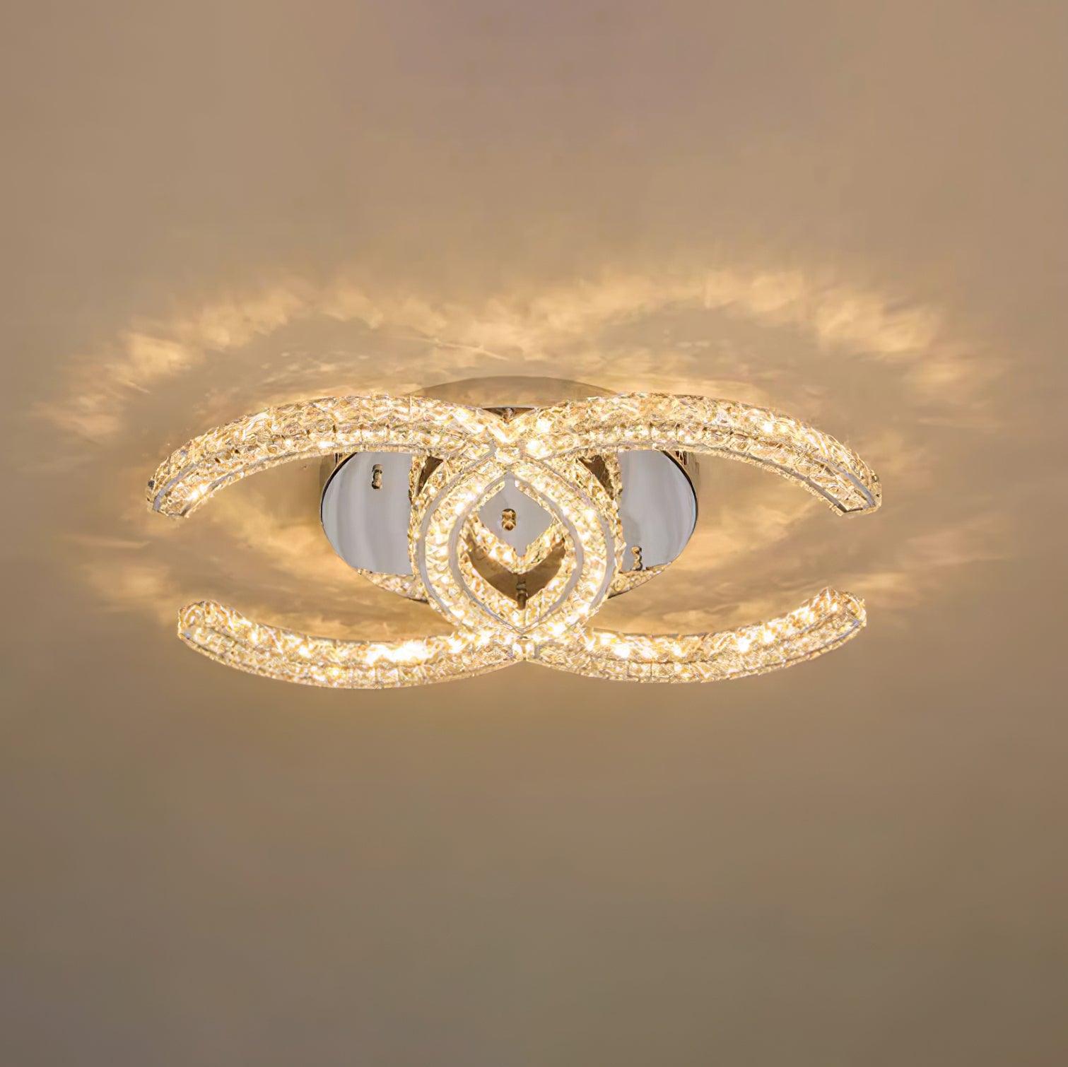 Kristy Crystal Ceiling Light Double C - Letslighting