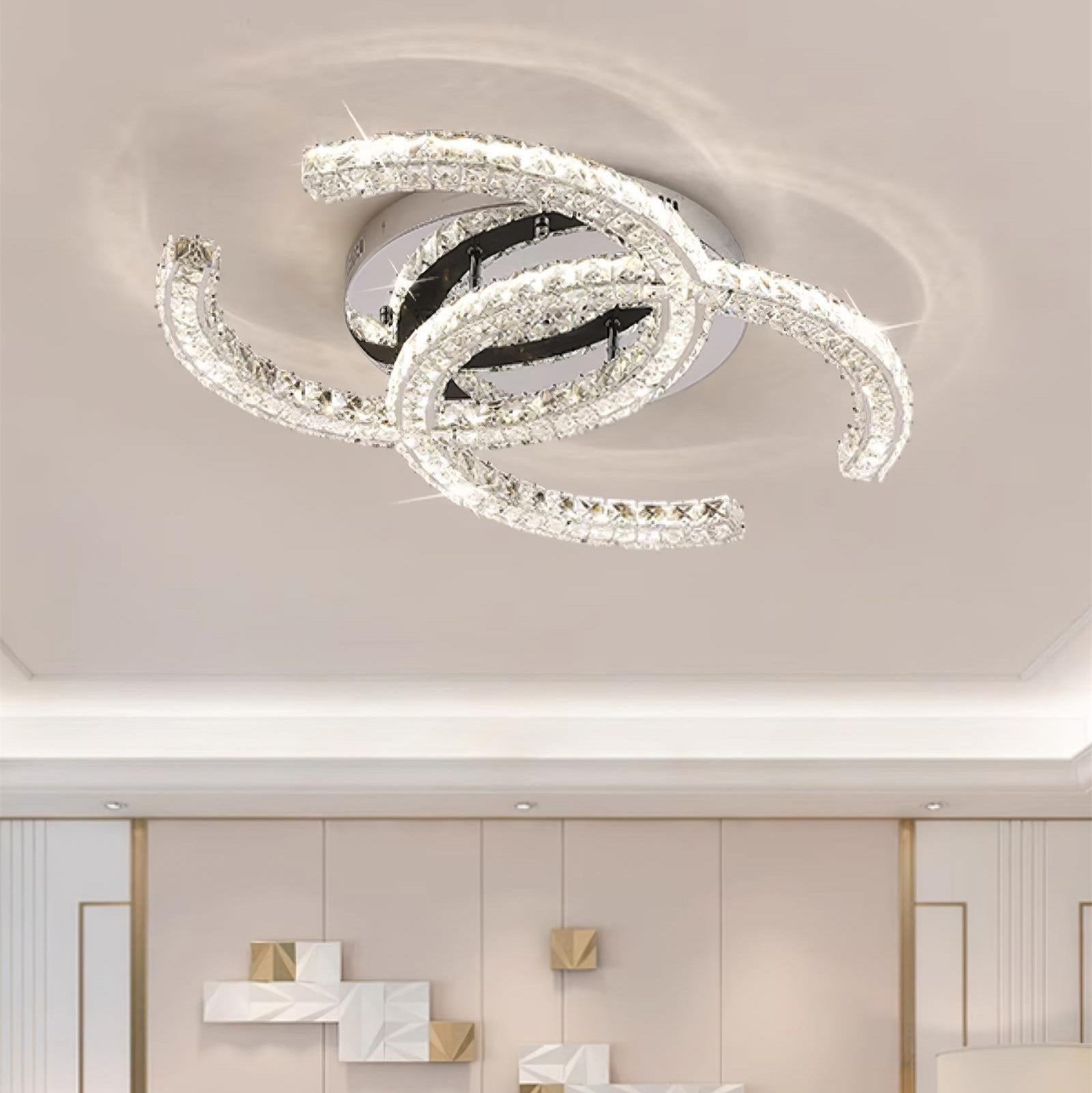 Kristy Crystal Ceiling Light Double C - Letslighting