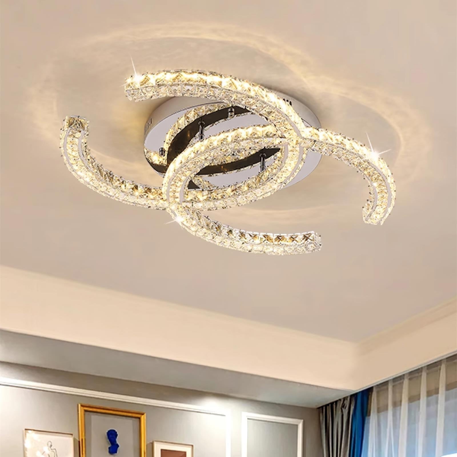 Kristy Crystal Ceiling Light Double C - Letslighting