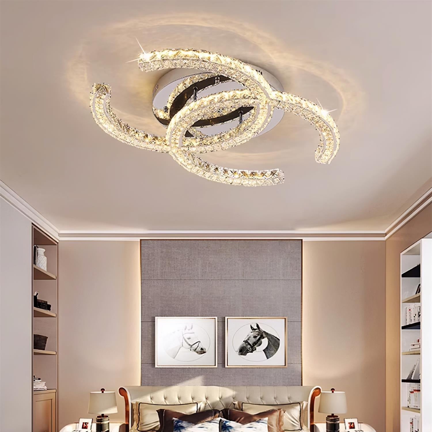 Kristy Crystal Ceiling Light Double C - Letslighting