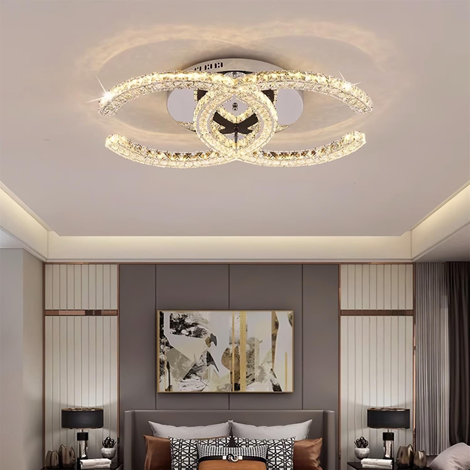 Kristy Crystal Ceiling Light Double C - Letslighting