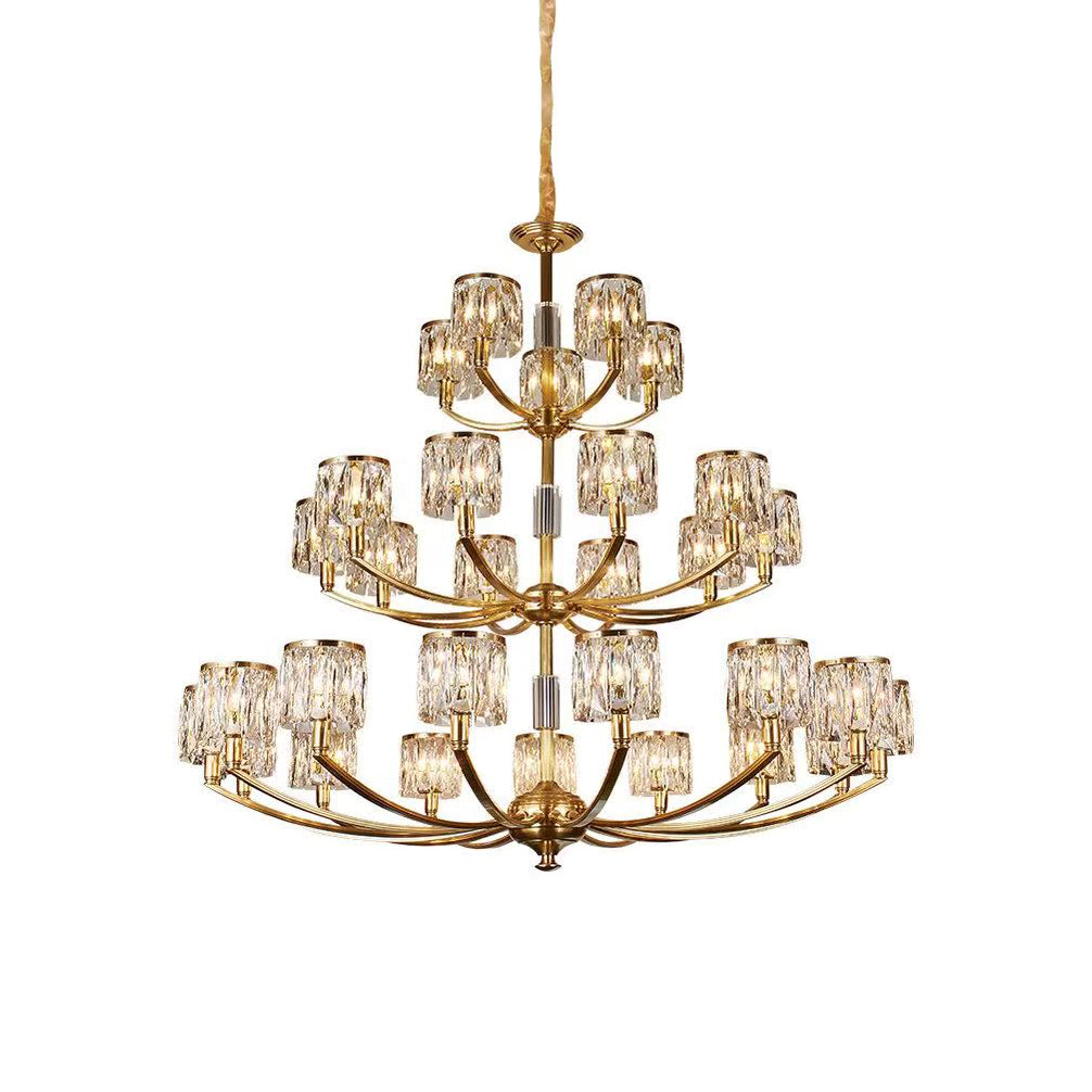 Amber Individual Creativity Column Brass Crystal Chandelier - Letslighting