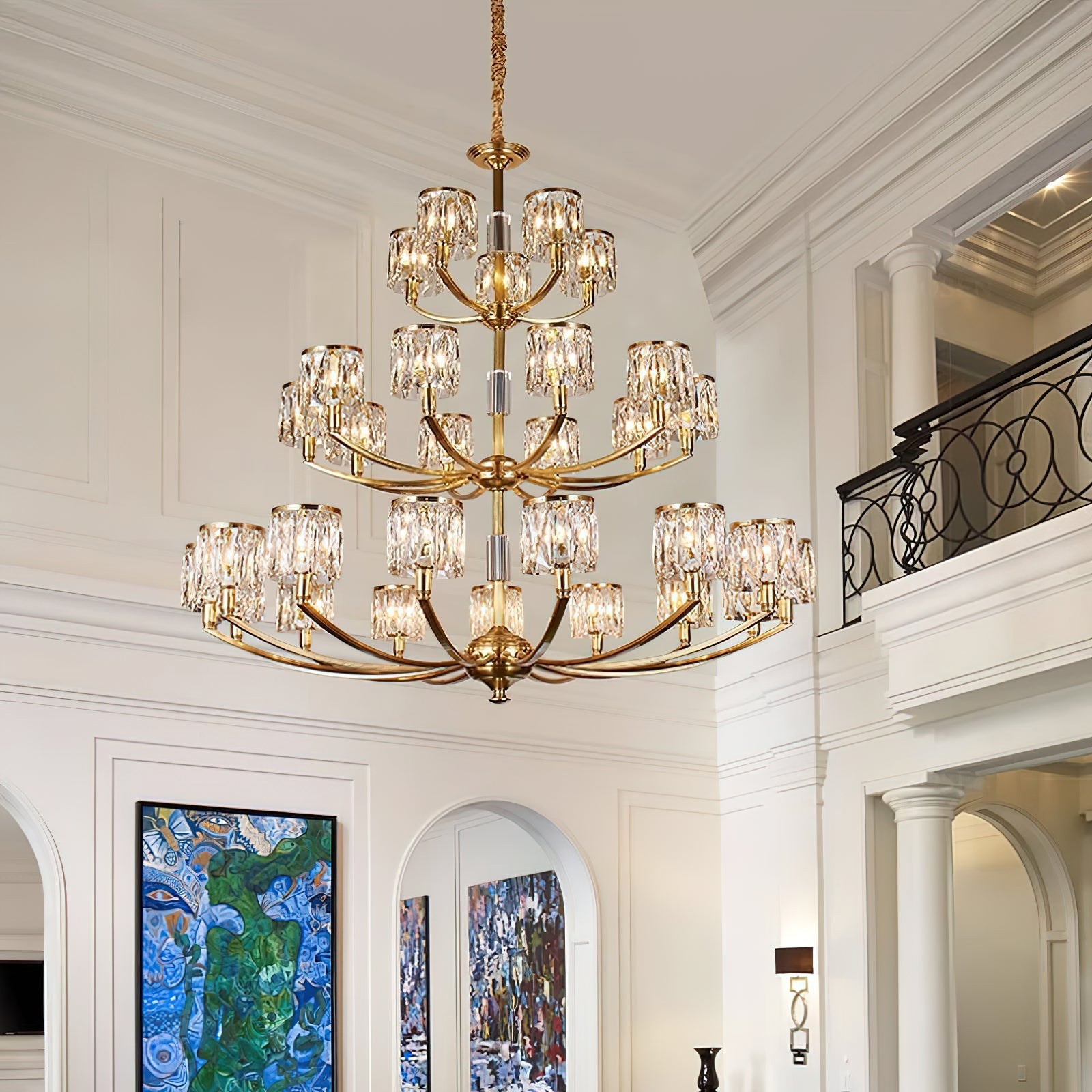 Amber Individual Creativity Column Brass Crystal Chandelier - Letslighting