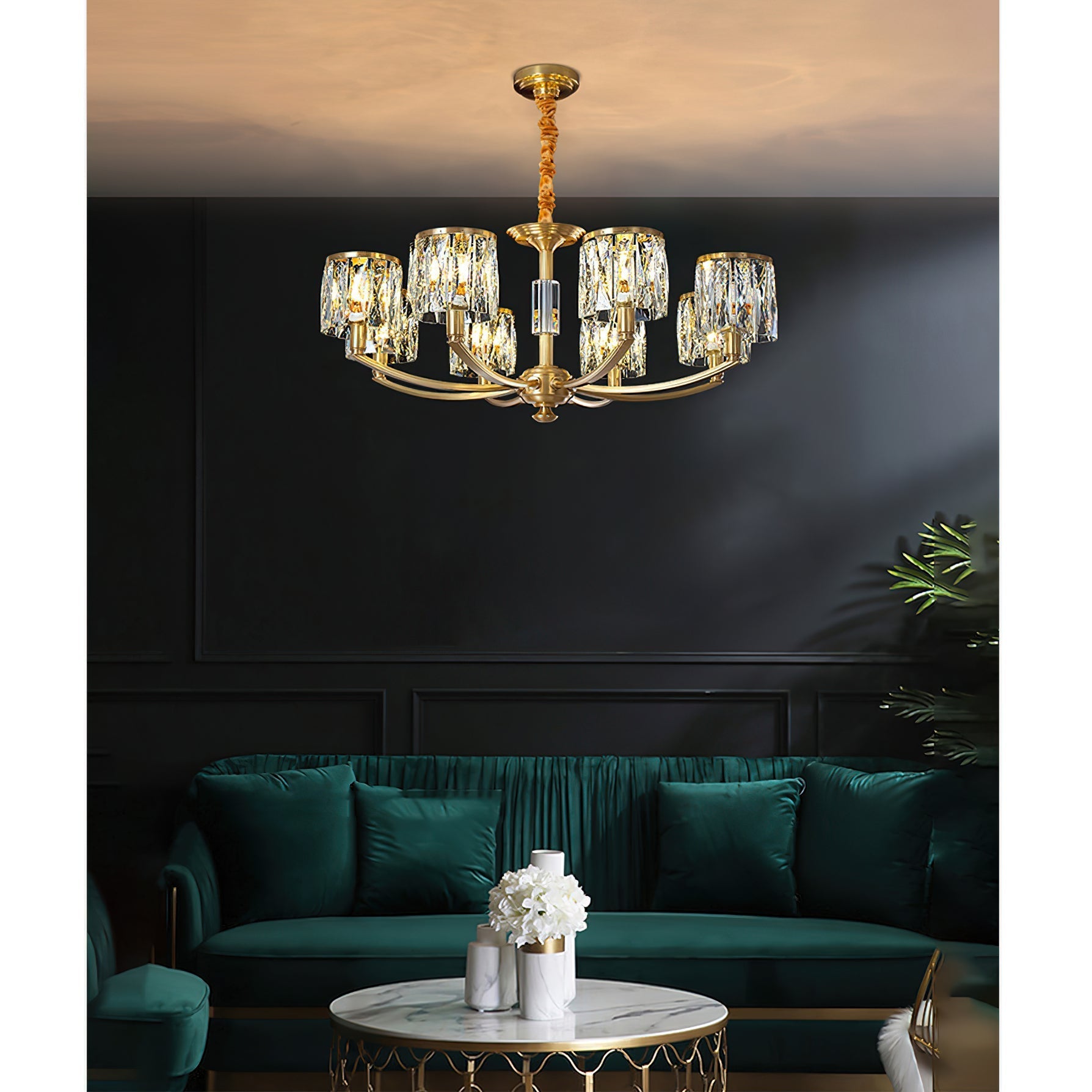 Amber Individual Creativity Column Brass Crystal Chandelier - Letslighting