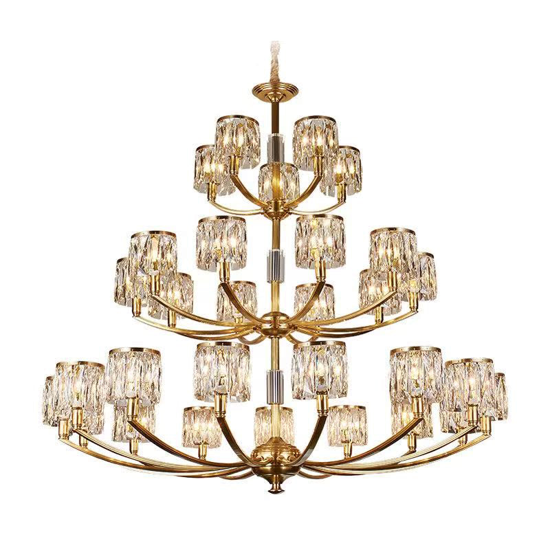 Amber Individual Creativity Column Brass Crystal Chandelier - Letslighting