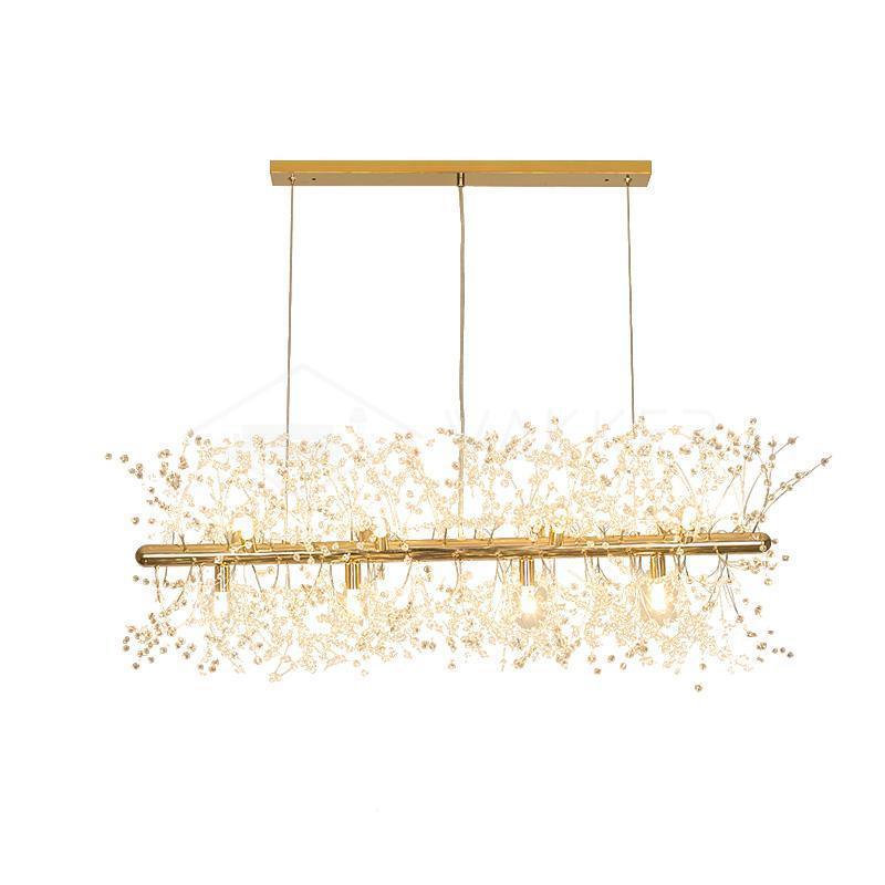 Lustra Chandelier Brass Linear Crystal Branch - Letslighting