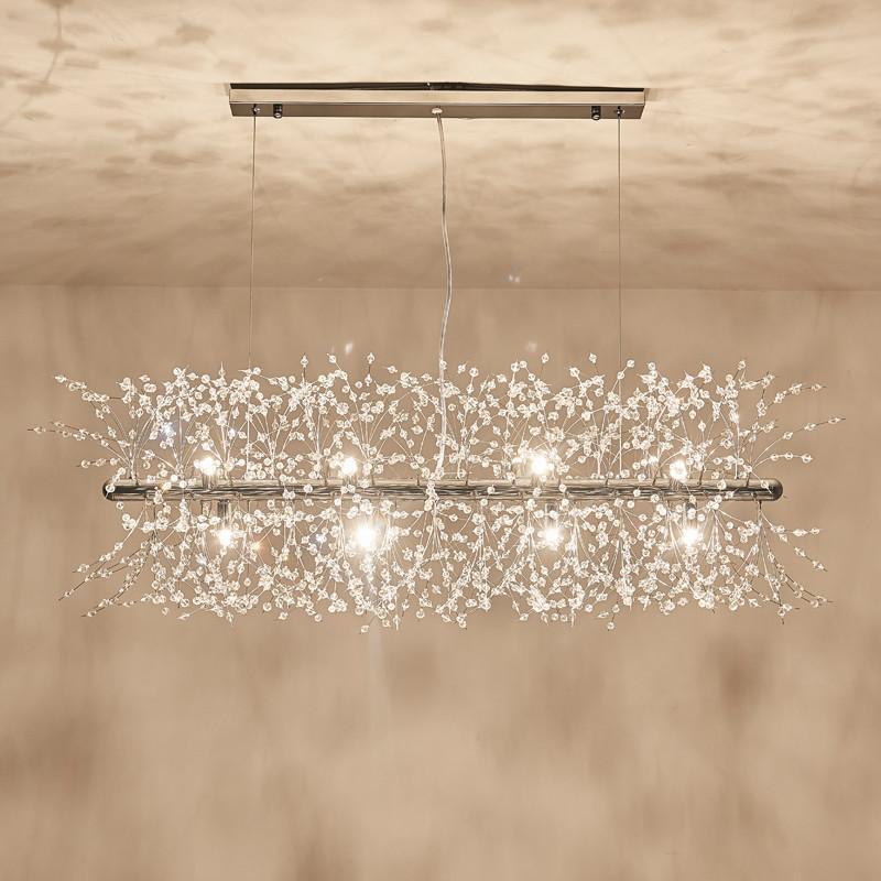 Lustra Chandelier Brass Linear Crystal Branch - Letslighting