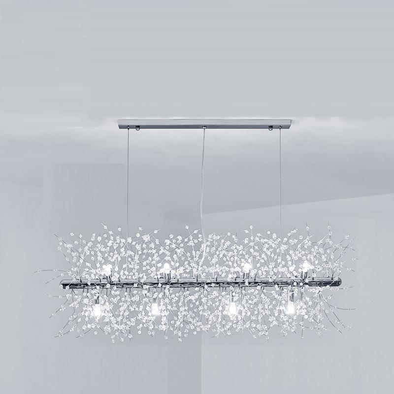 Lustra Chandelier Brass Linear Crystal Branch - Letslighting