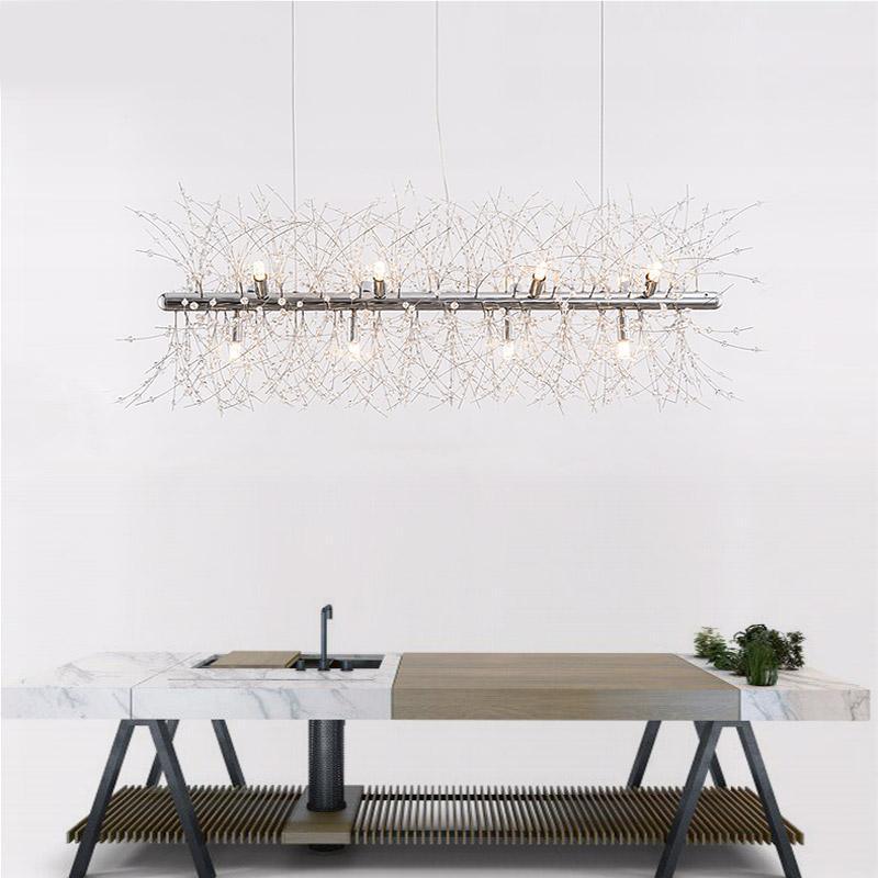 Lustra Chandelier Brass Linear Crystal Branch - Letslighting