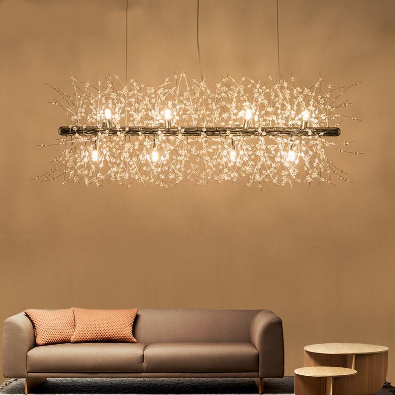 Lustra Chandelier Brass Linear Crystal Branch - Letslighting