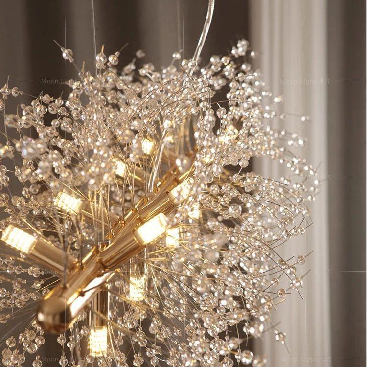 Lustra Chandelier Brass Linear Crystal Branch - Letslighting