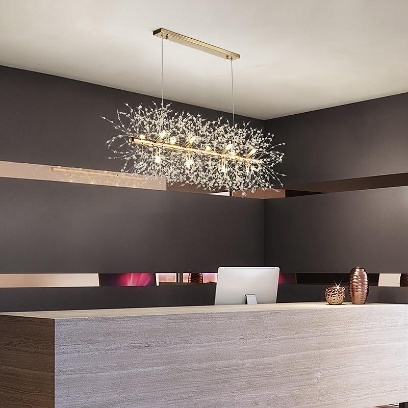 Lustra Chandelier Brass Linear Crystal Branch - Letslighting