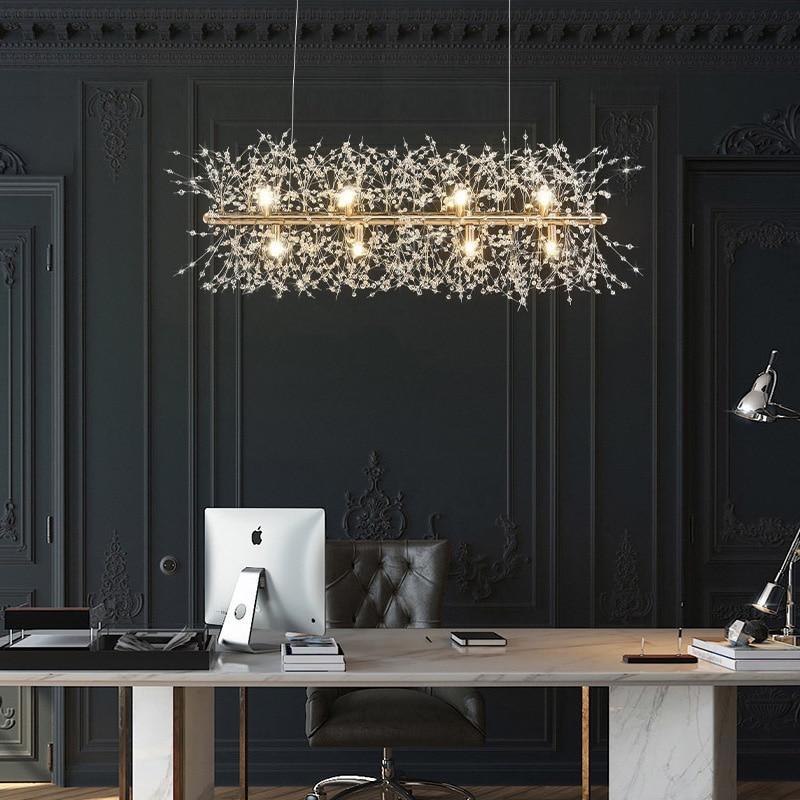 Lustra Chandelier Brass Linear Crystal Branch - Letslighting