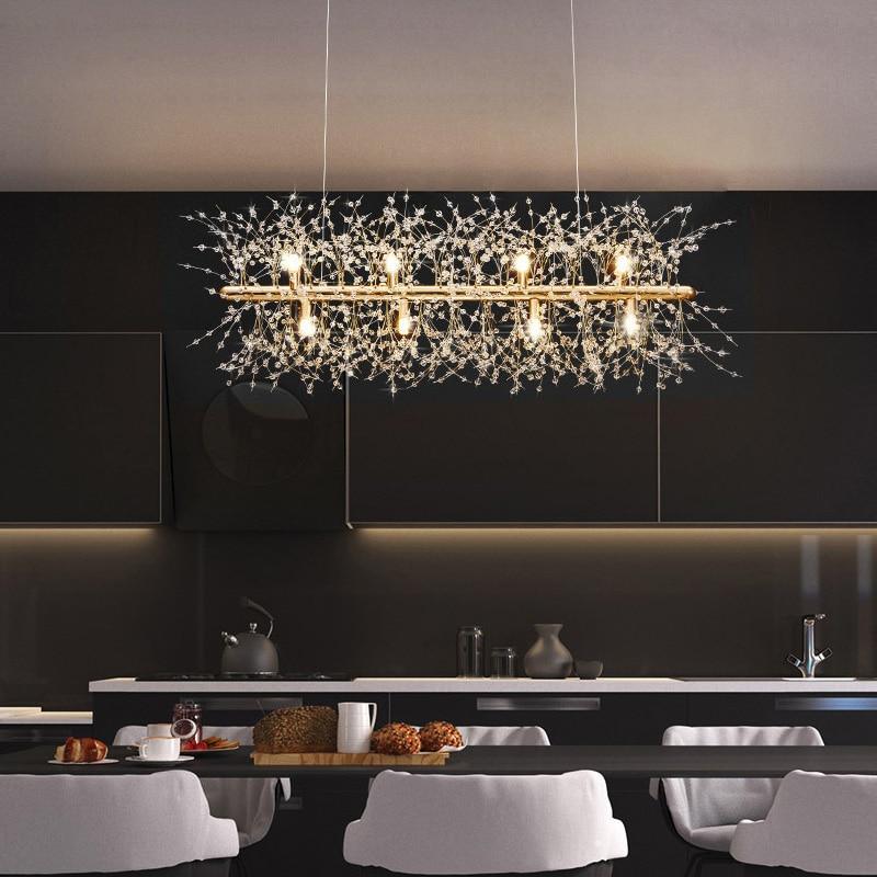 Lustra Chandelier Brass Linear Crystal Branch - Letslighting