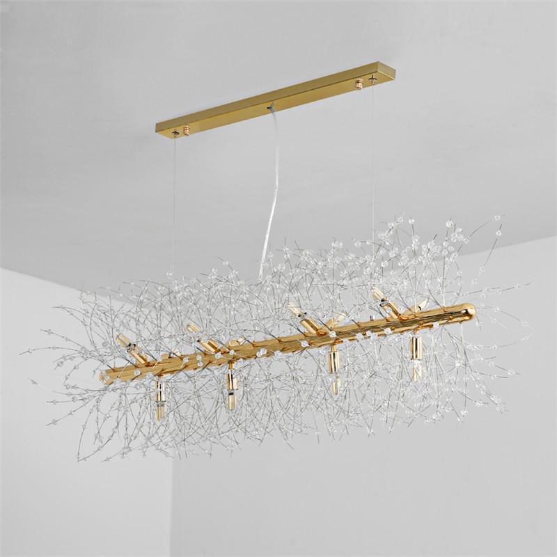 Lustra Chandelier Brass Linear Crystal Branch - Letslighting