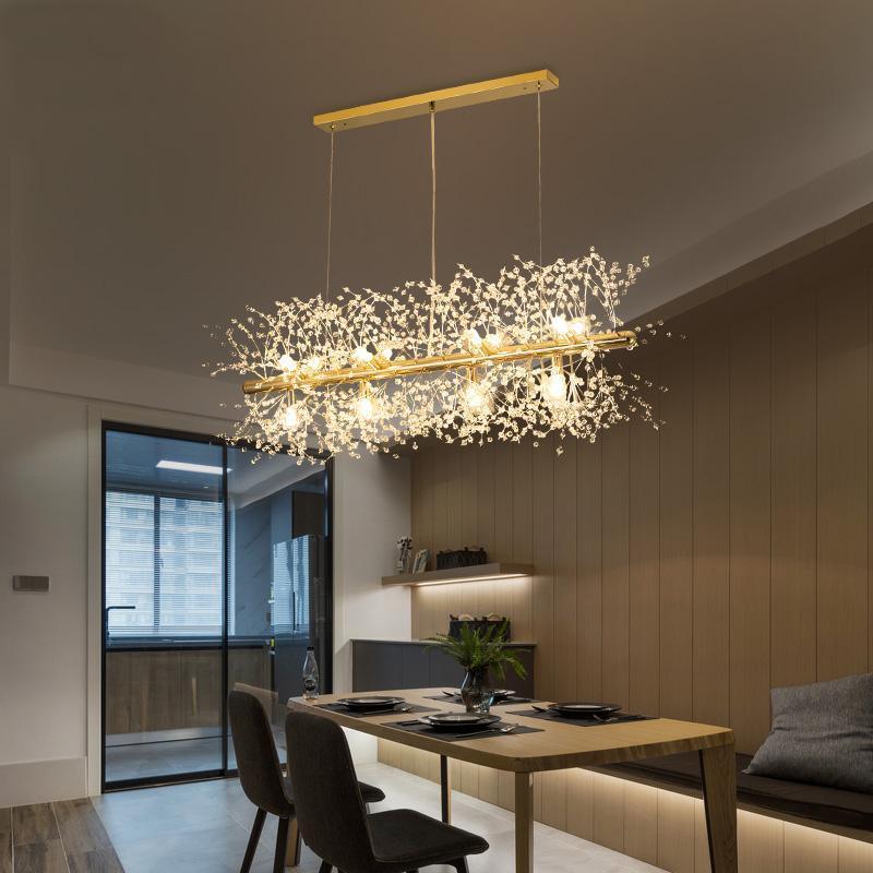 Lustra Chandelier Brass Linear Crystal Branch - Letslighting