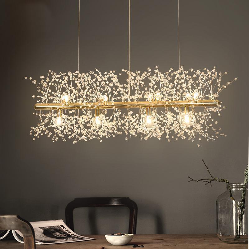Lustra Chandelier Brass Linear Crystal Branch - Letslighting