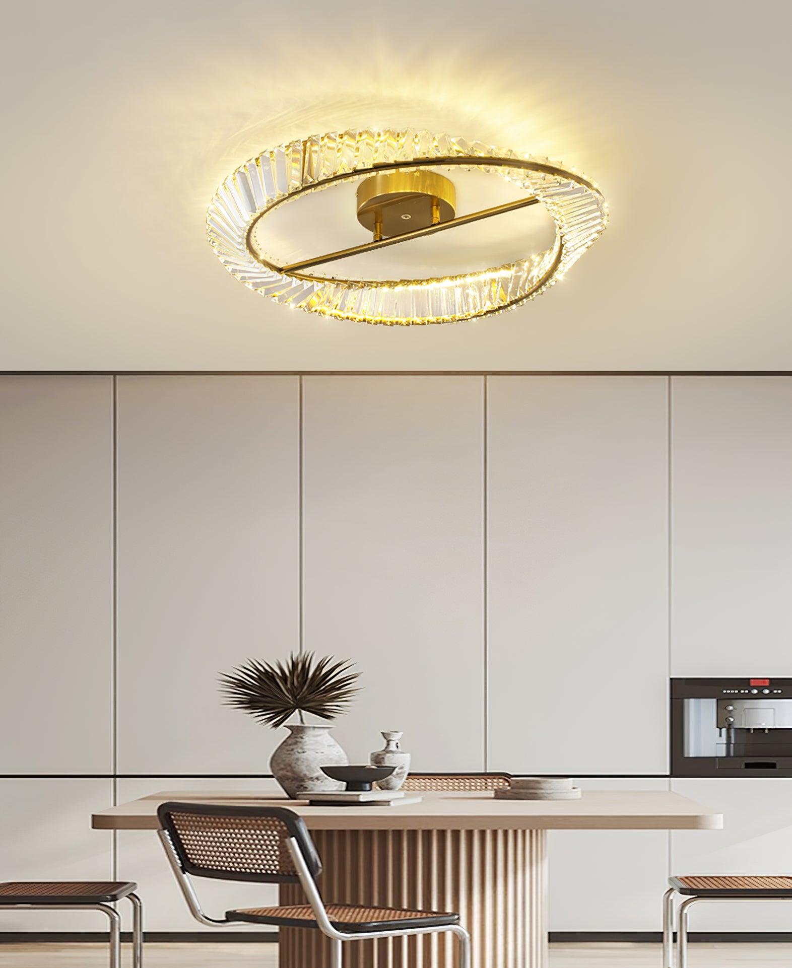 Lustra Ceiling Light Crystal Rings Stainless Steel - Letslighting
