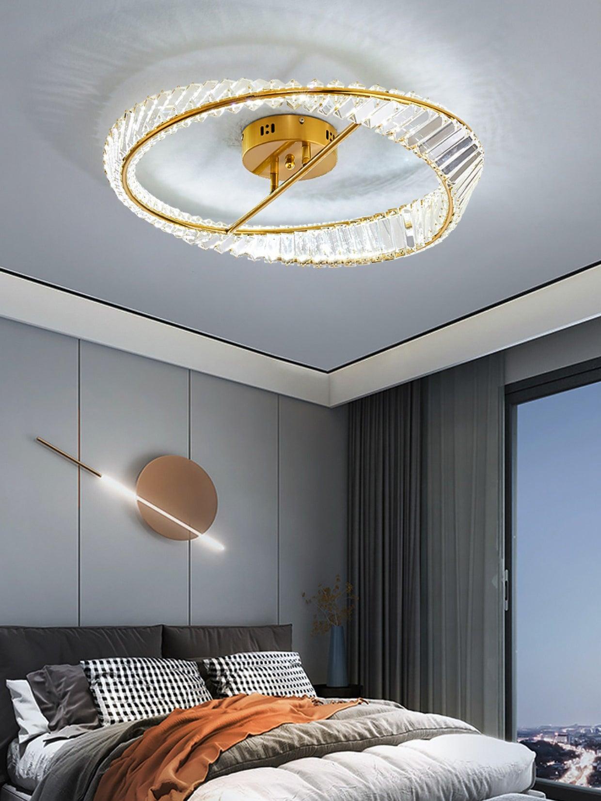 Lustra Ceiling Light Crystal Rings Stainless Steel - Letslighting