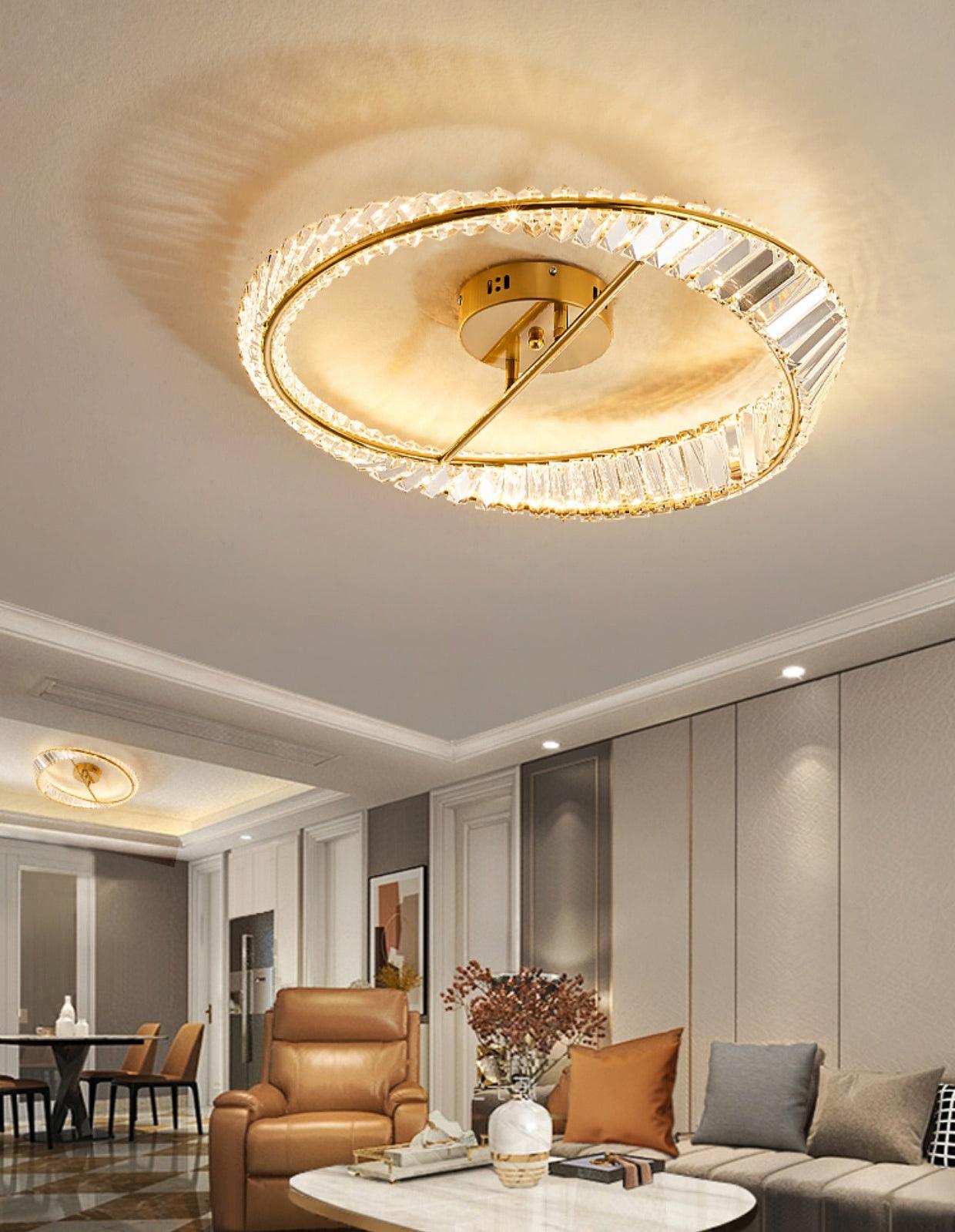 Lustra Ceiling Light Crystal Rings Stainless Steel - Letslighting
