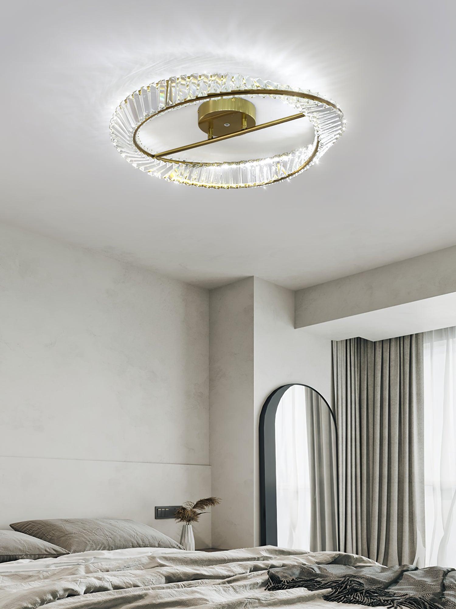 Lustra Ceiling Light Crystal Rings Stainless Steel - Letslighting