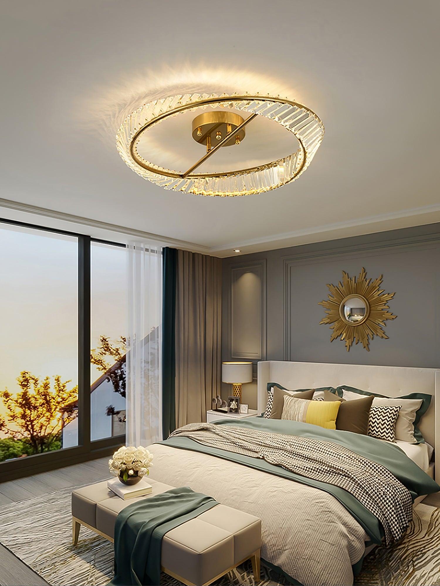 Lustra Ceiling Light Crystal Rings Stainless Steel - Letslighting