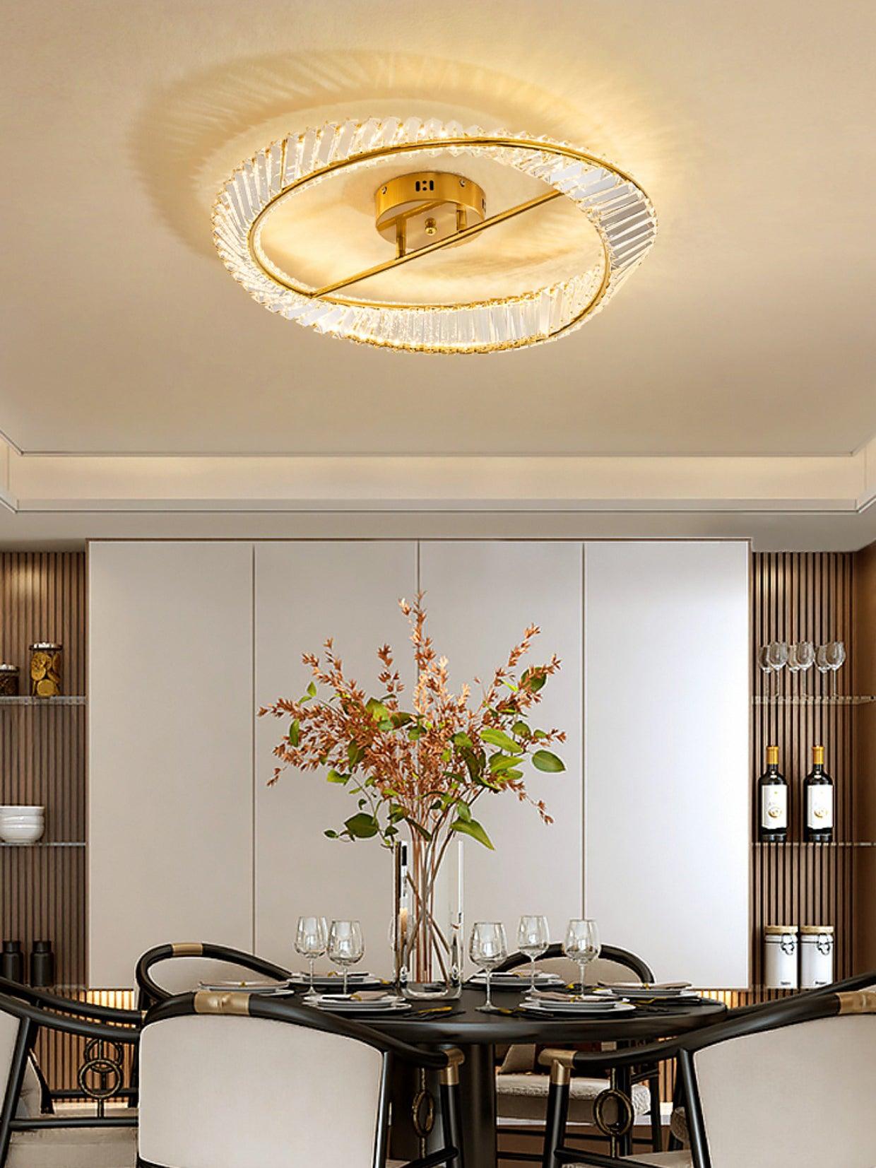 Lustra Ceiling Light Crystal Rings Stainless Steel - Letslighting