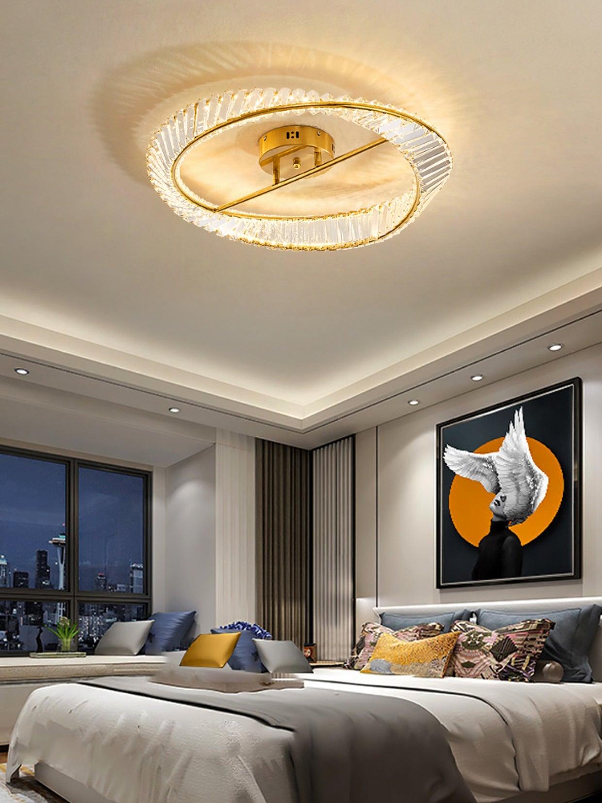 Lustra Ceiling Light Crystal Rings Stainless Steel - Letslighting