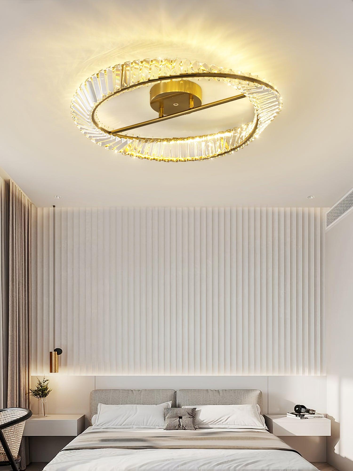 Lustra Ceiling Light Crystal Rings Stainless Steel - Letslighting